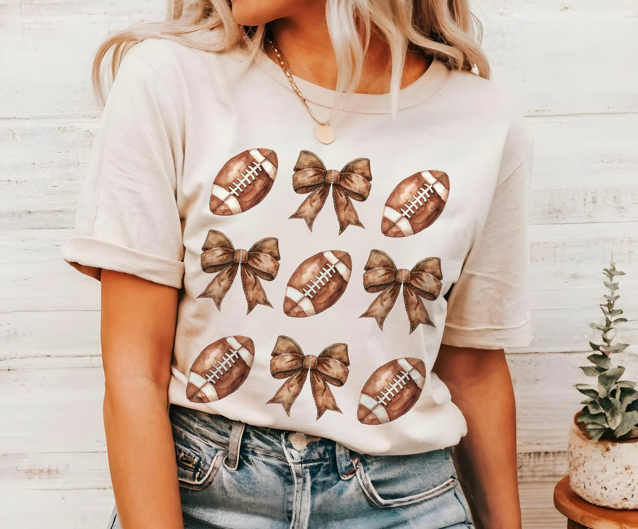Football Bow Collage Tee