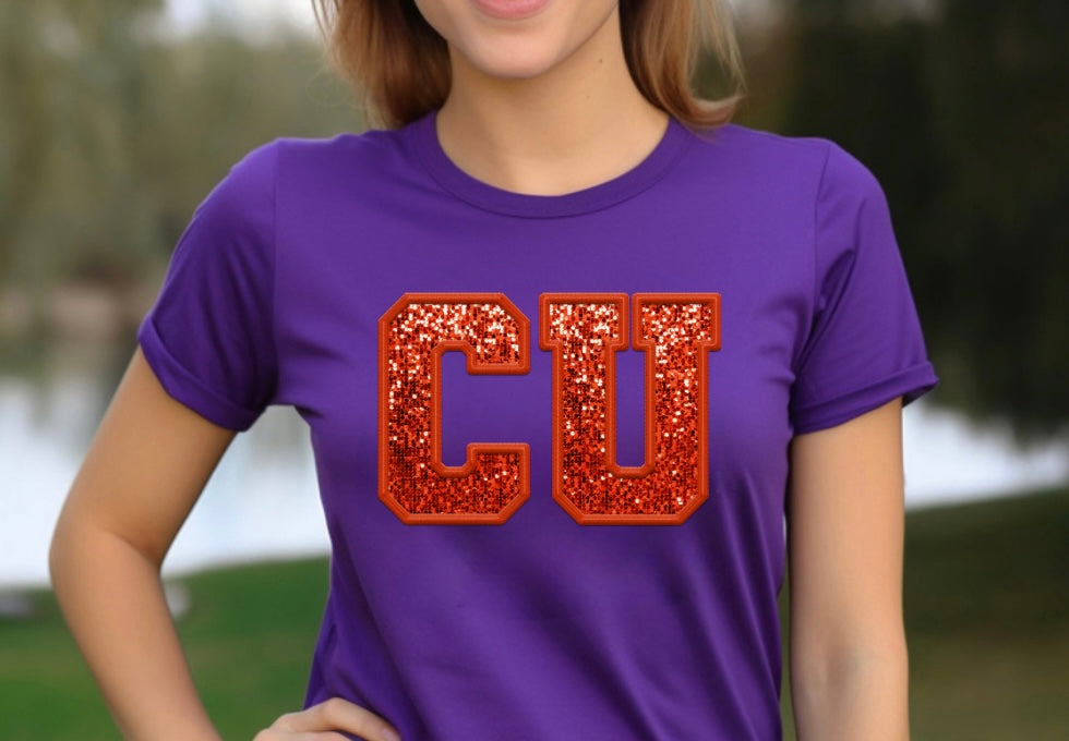 Clemson- FAUX Glitter Patch