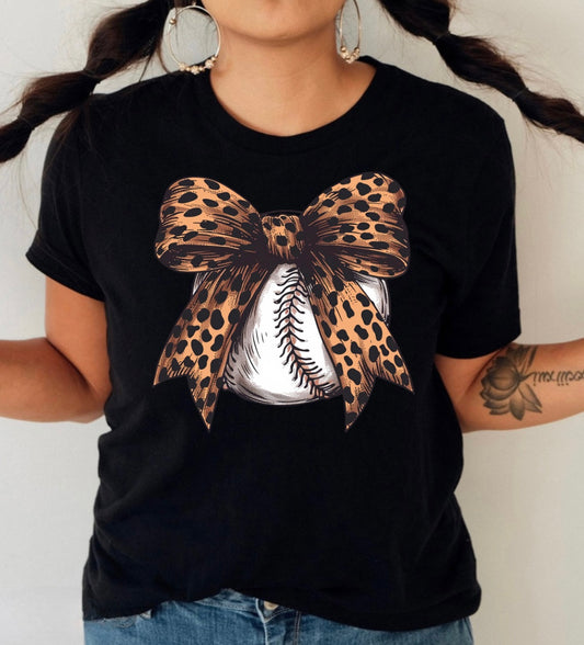 Baseball Leopard Bow