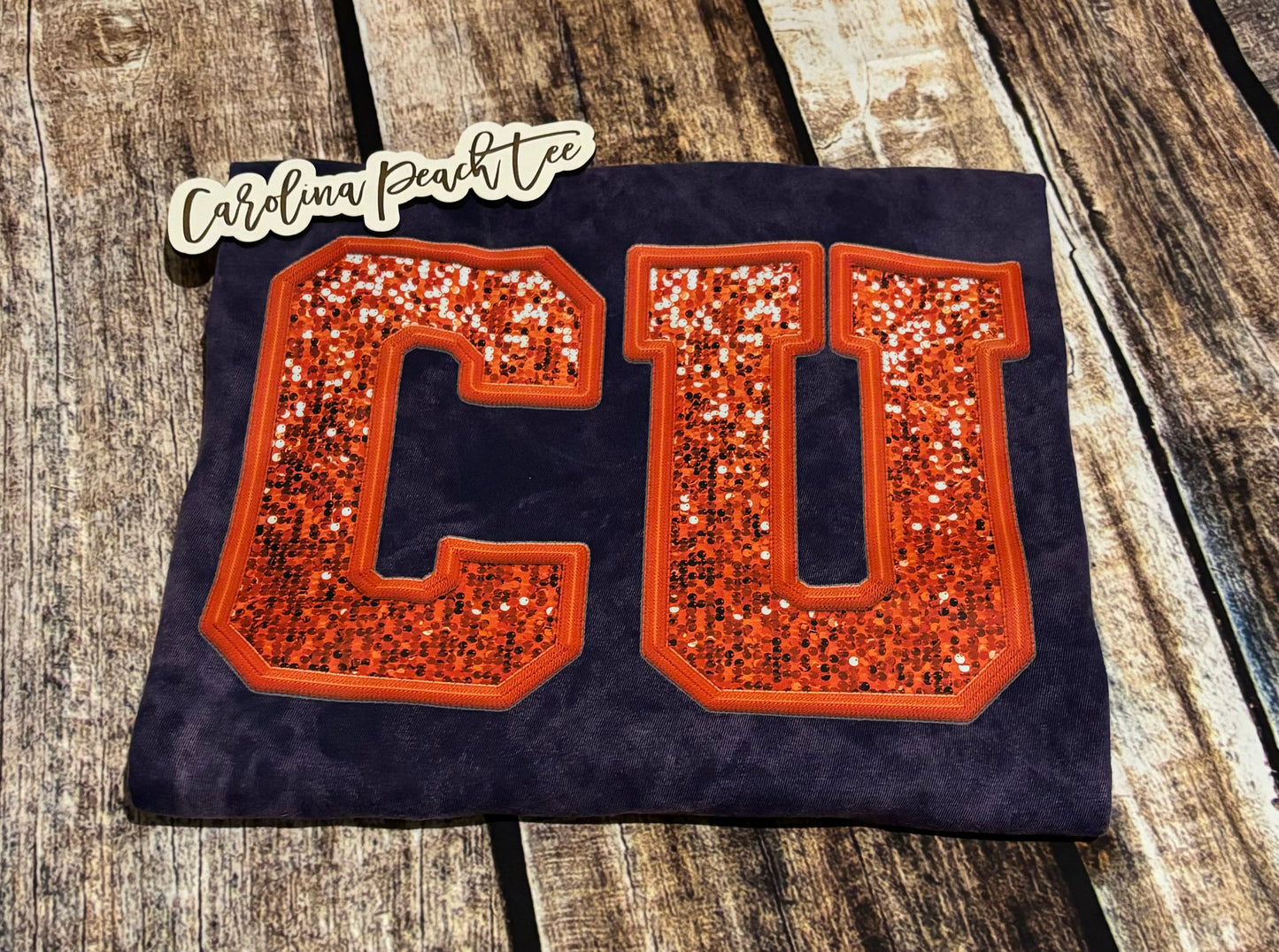 Clemson- Vintage Wash FAUX Glitter Patch