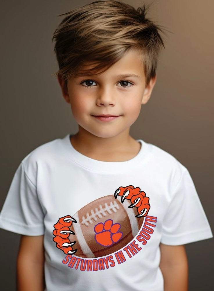 Clemson- Watercolor Football & Claw