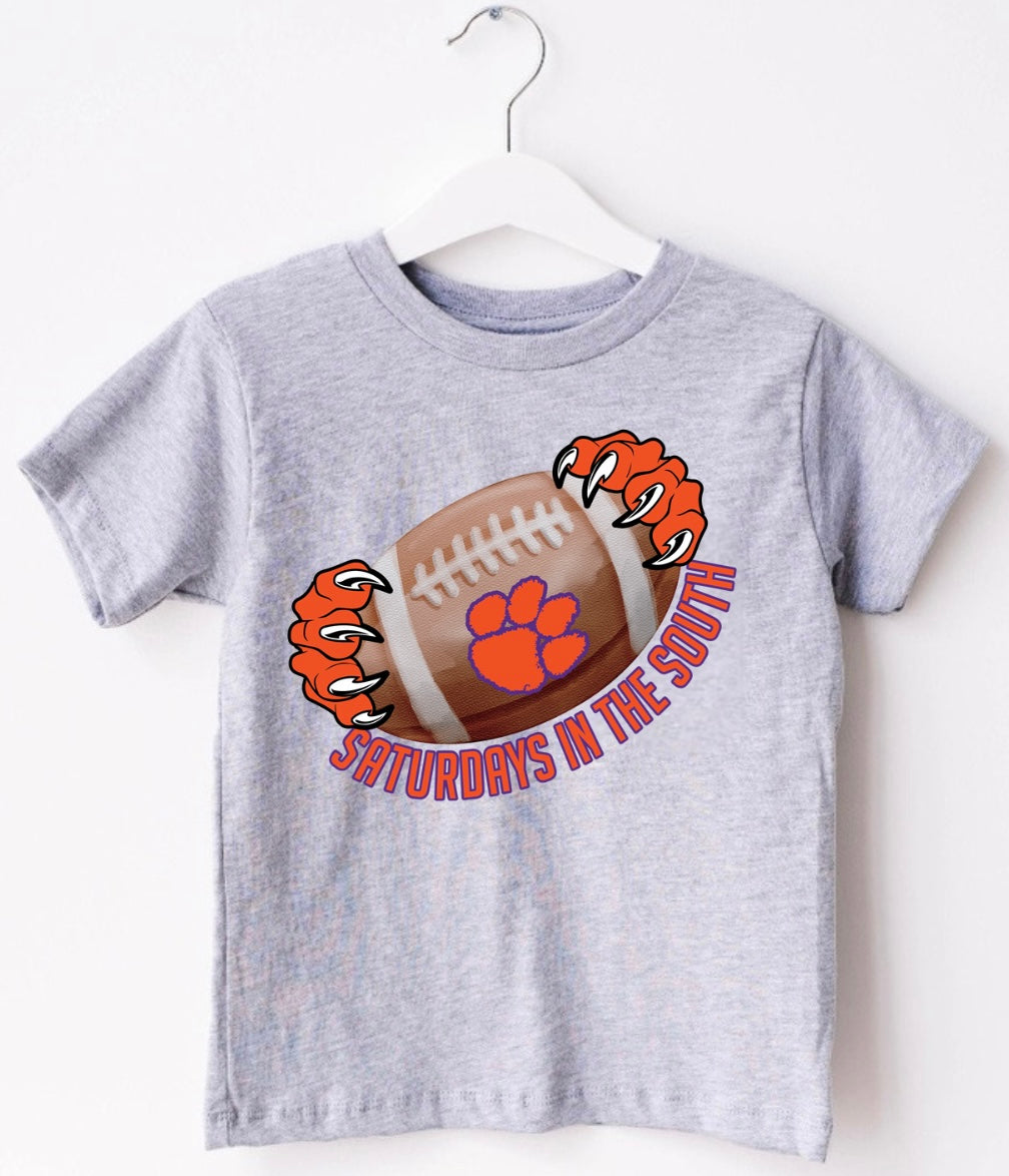 Clemson- Watercolor Football & Claw