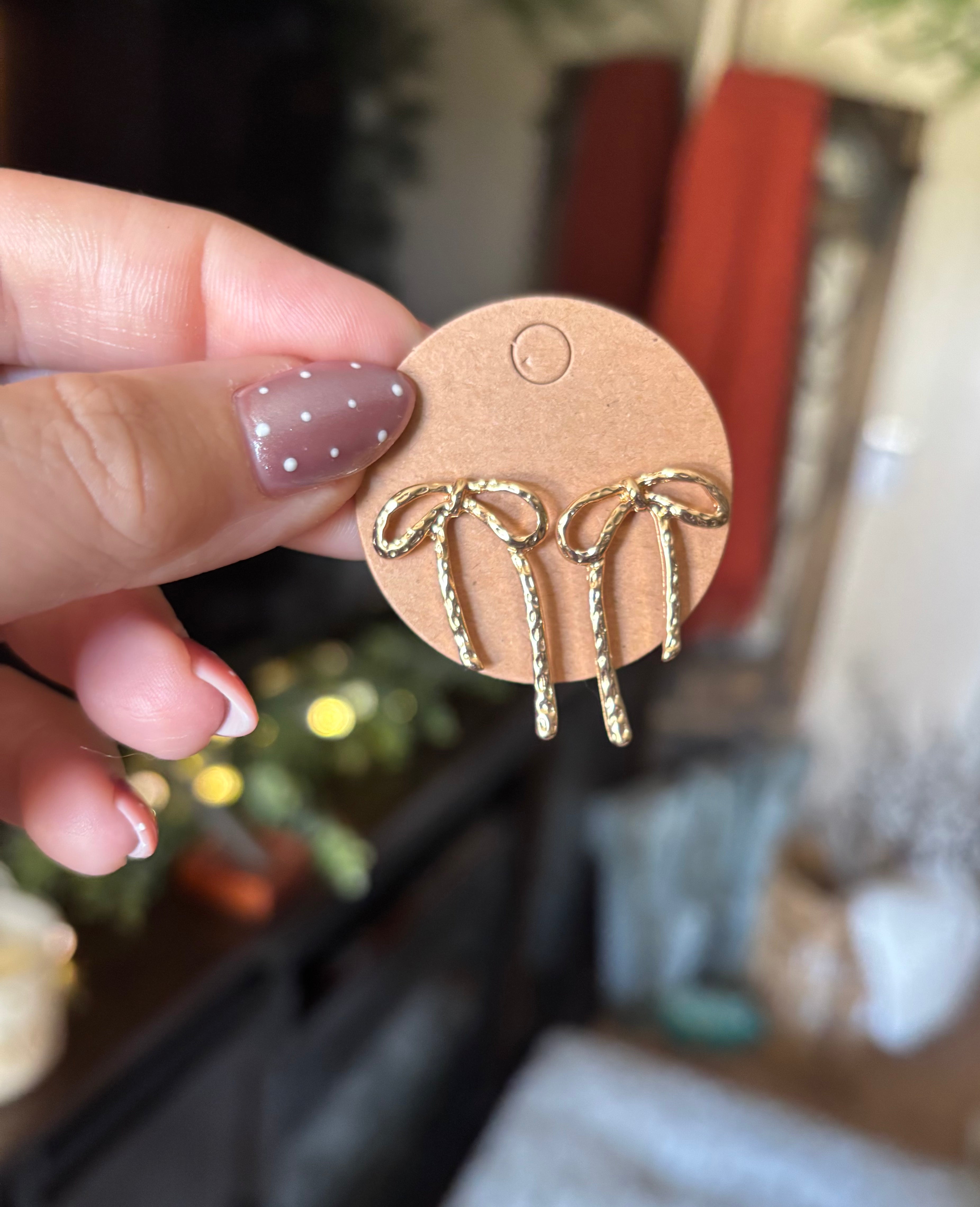 Earrings- Gold Bow