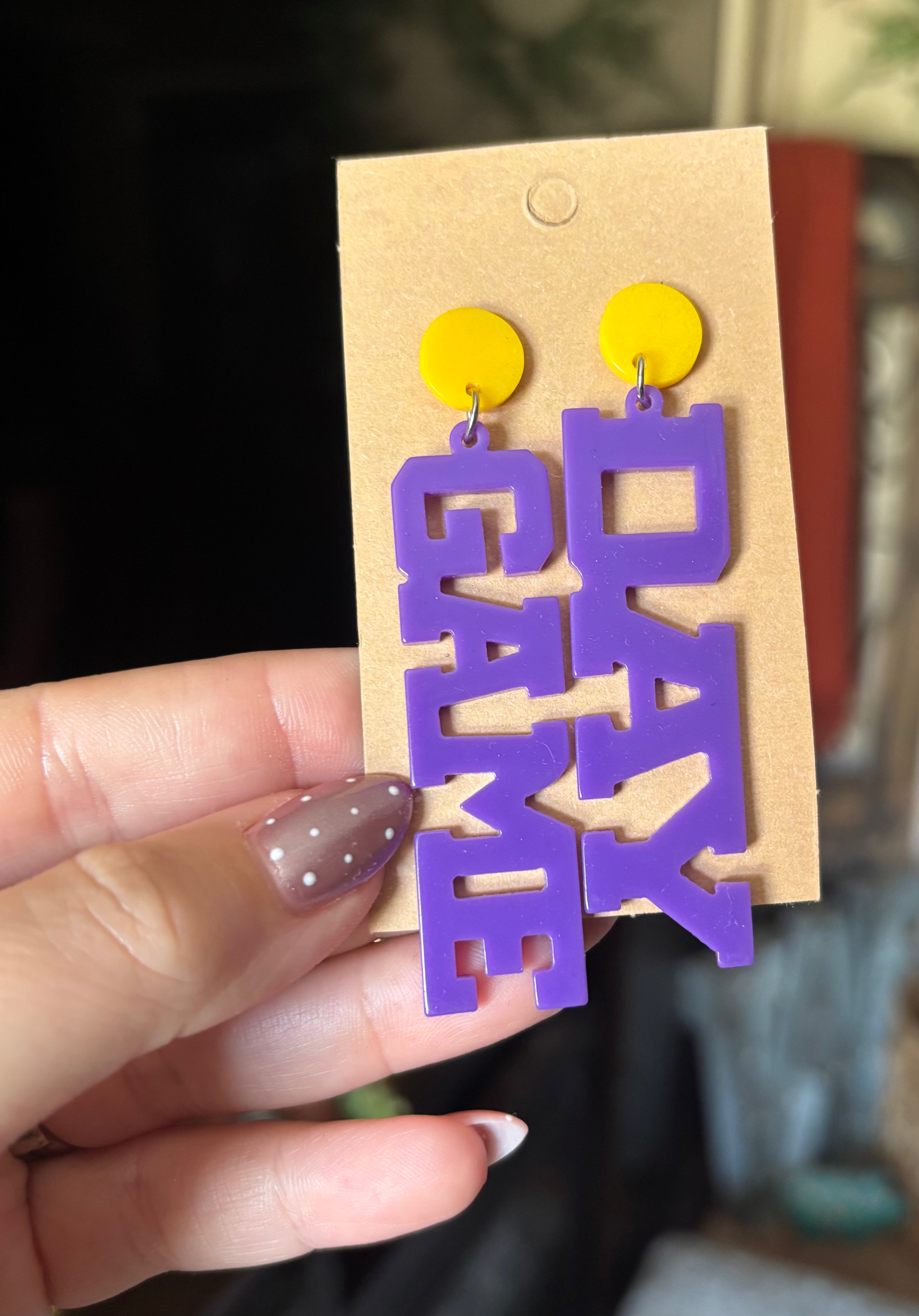 Earrings- Purple&Yellow Game Day