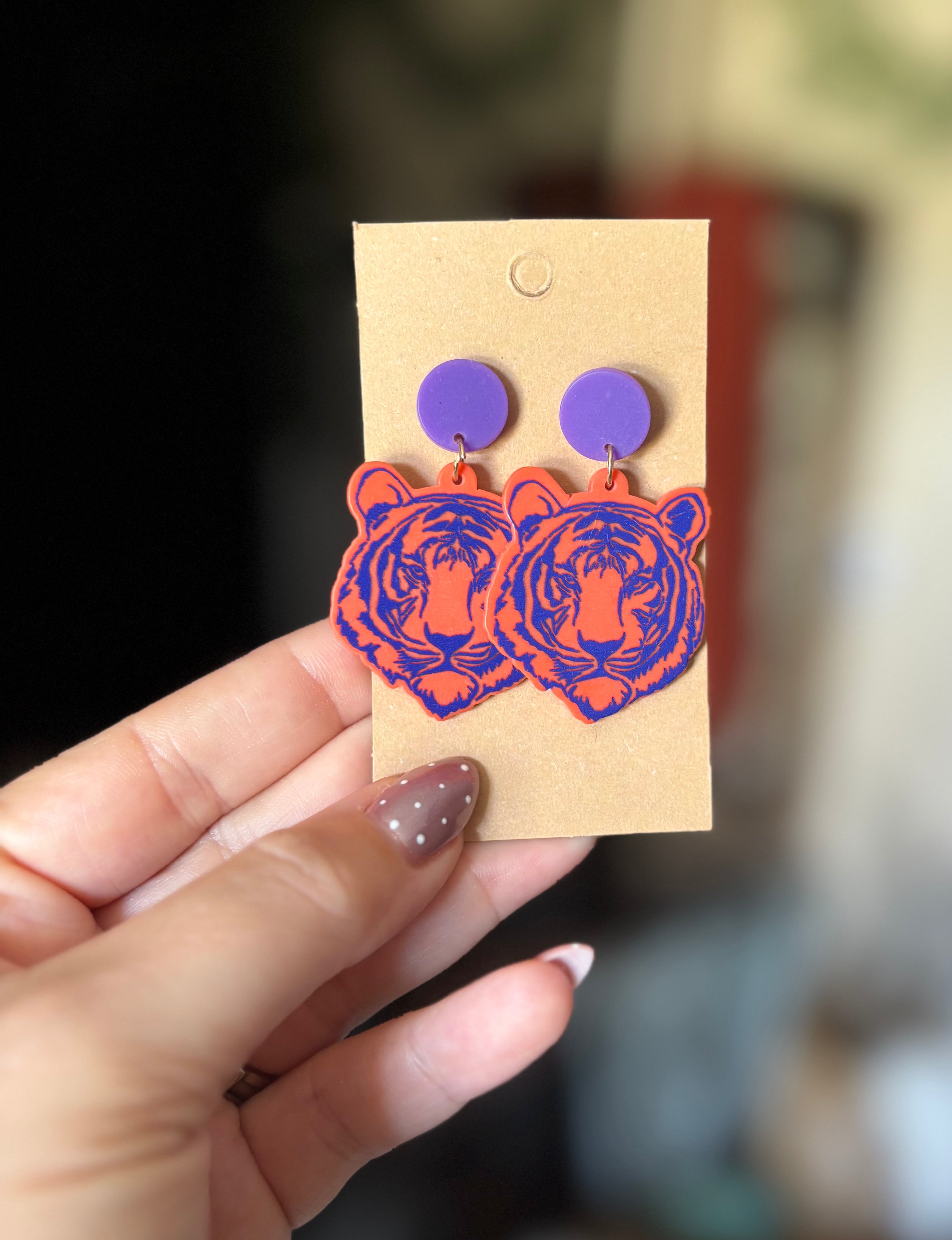 Earrings- Orange&Purple Tigers