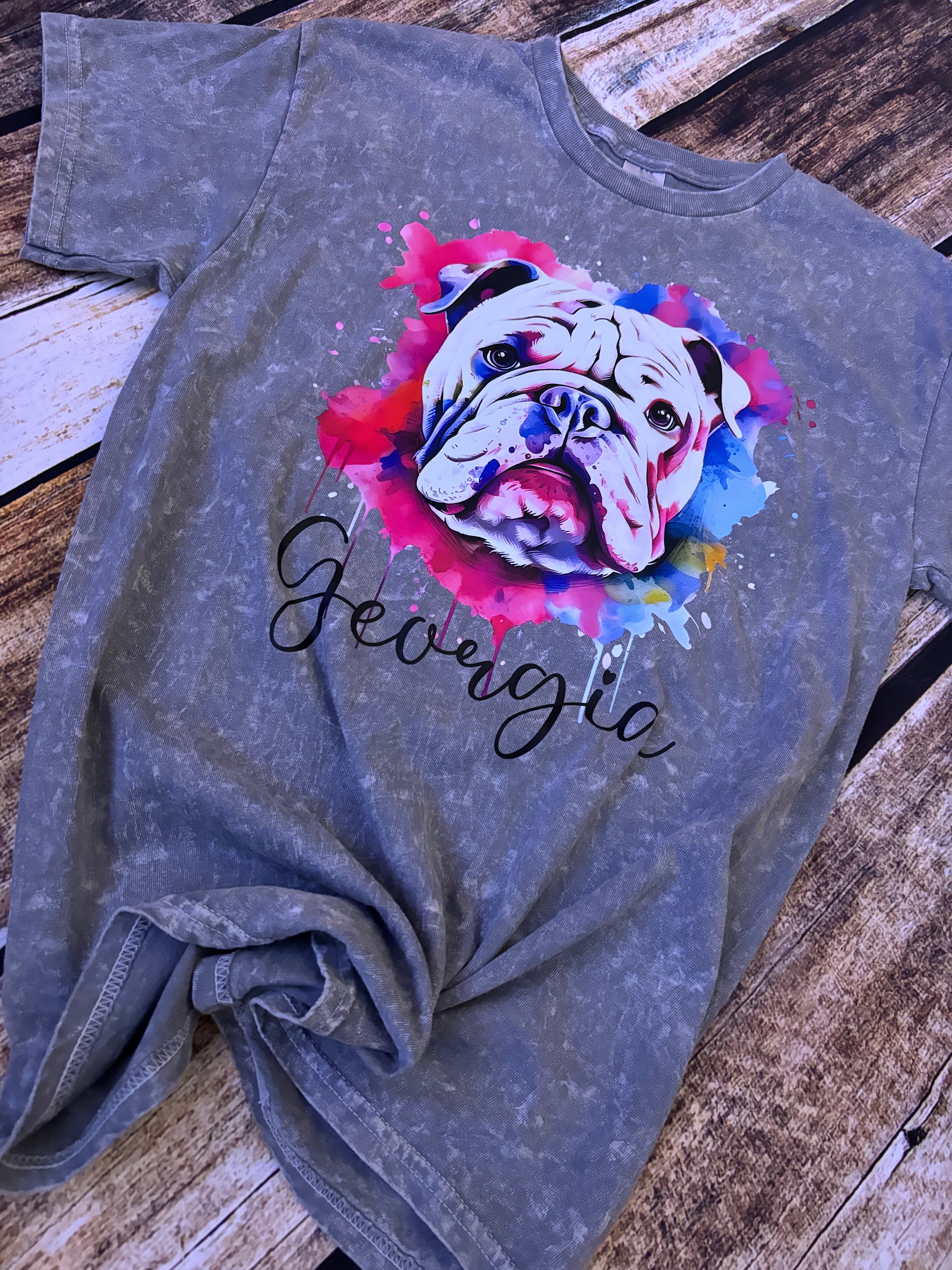 Georgia- Watercolor Bulldog {Mineral Wash}