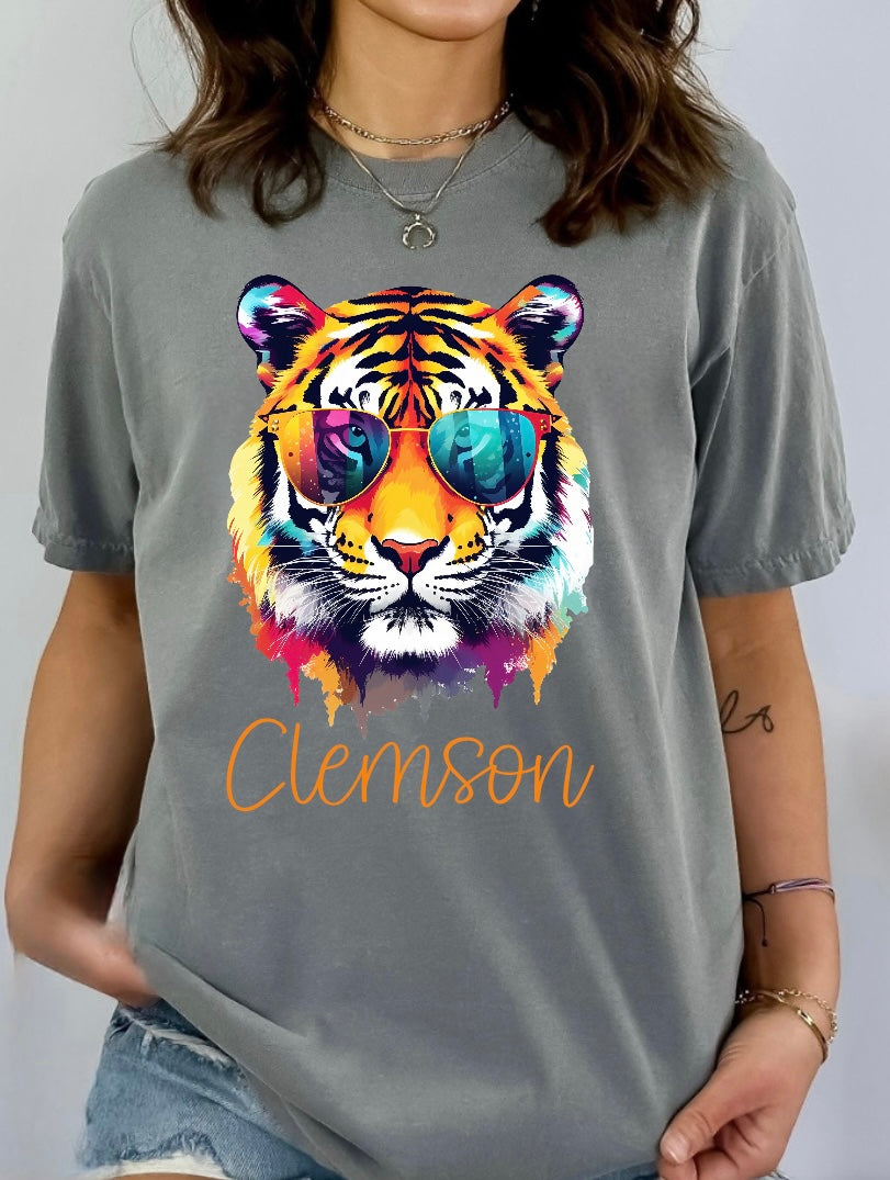 Clemson- Watercolor Tiger {Comfort Color}
