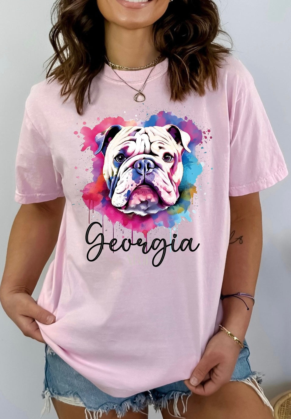 Georgia- Watercolor Bulldog {Comfort Color}