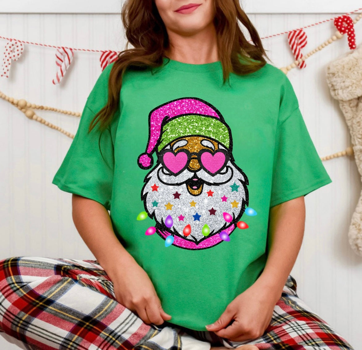 Christmas- Faux Glitter Sunny Santa