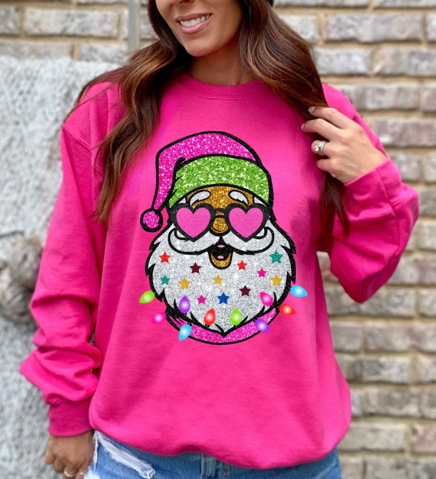Christmas- Faux Glitter Sunny Santa