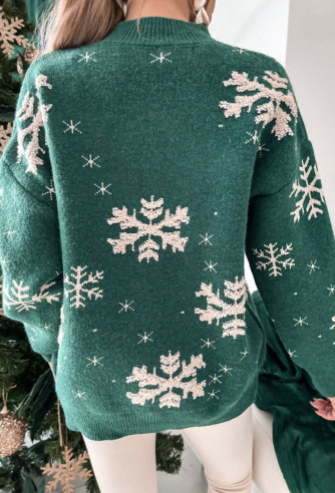 {Pre-Order: Ends SOON) Snowflake Mock Neck Sweater
