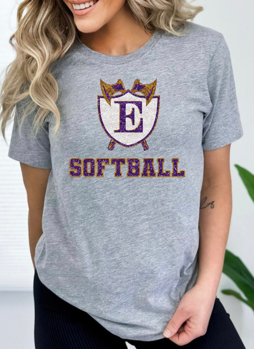 Emerald- Faux Glitter Softball