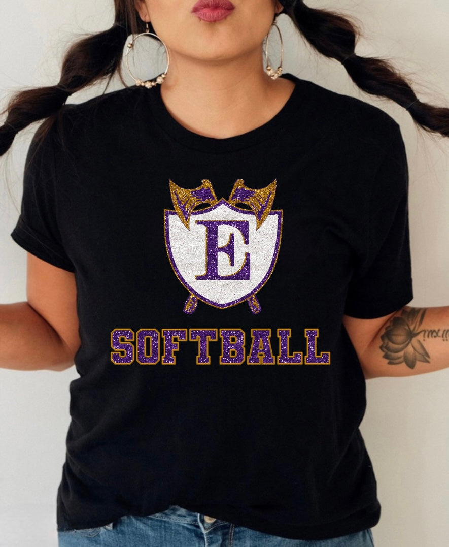 Emerald- Faux Glitter Softball