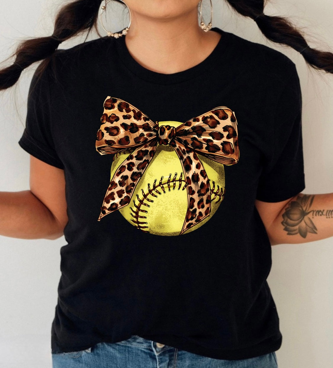 Softball- Leopard Bow