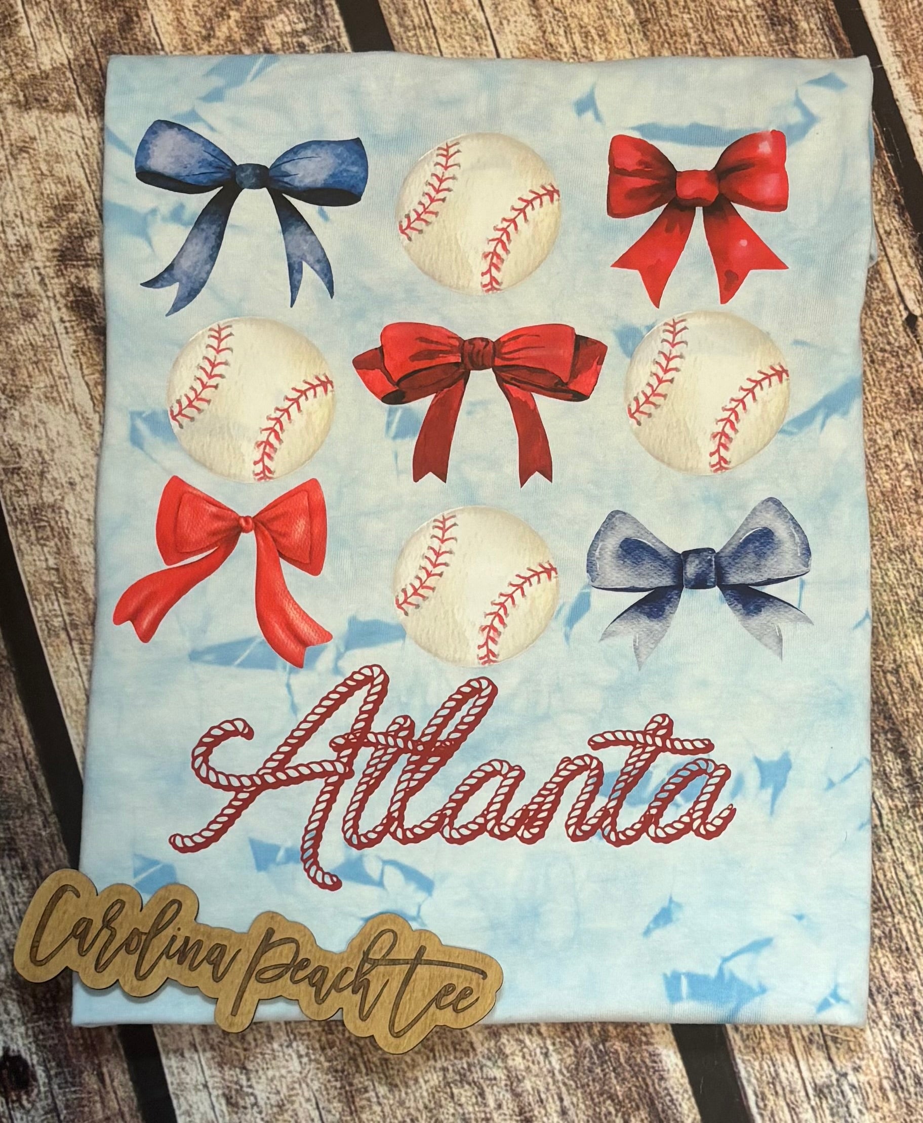 Braves- Bow Collage on Crystal Wash