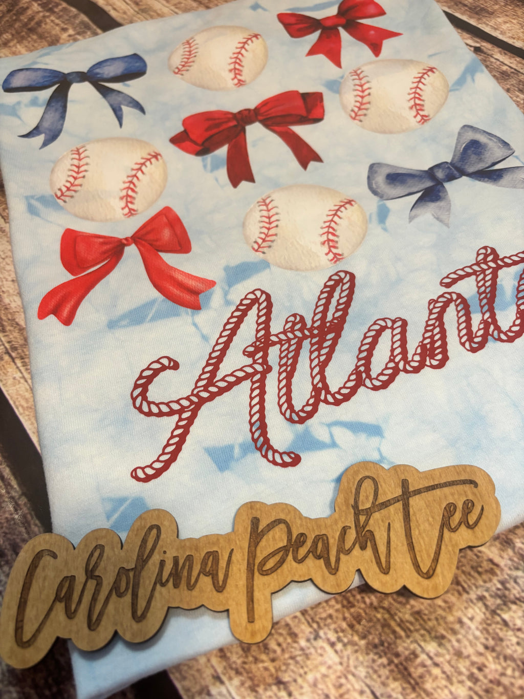 Braves- Bow Collage on Crystal Wash