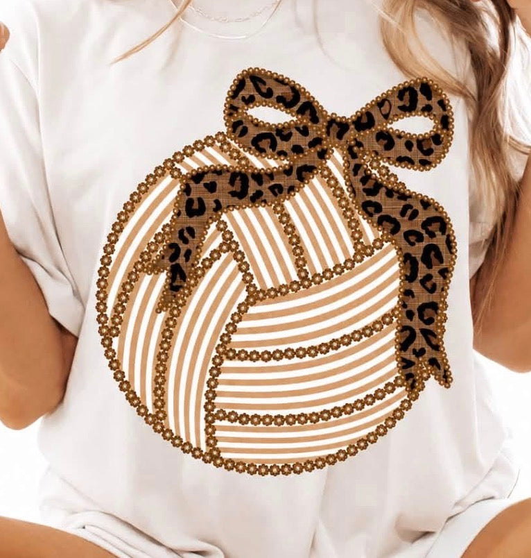 Volleyball- Leopard Bow