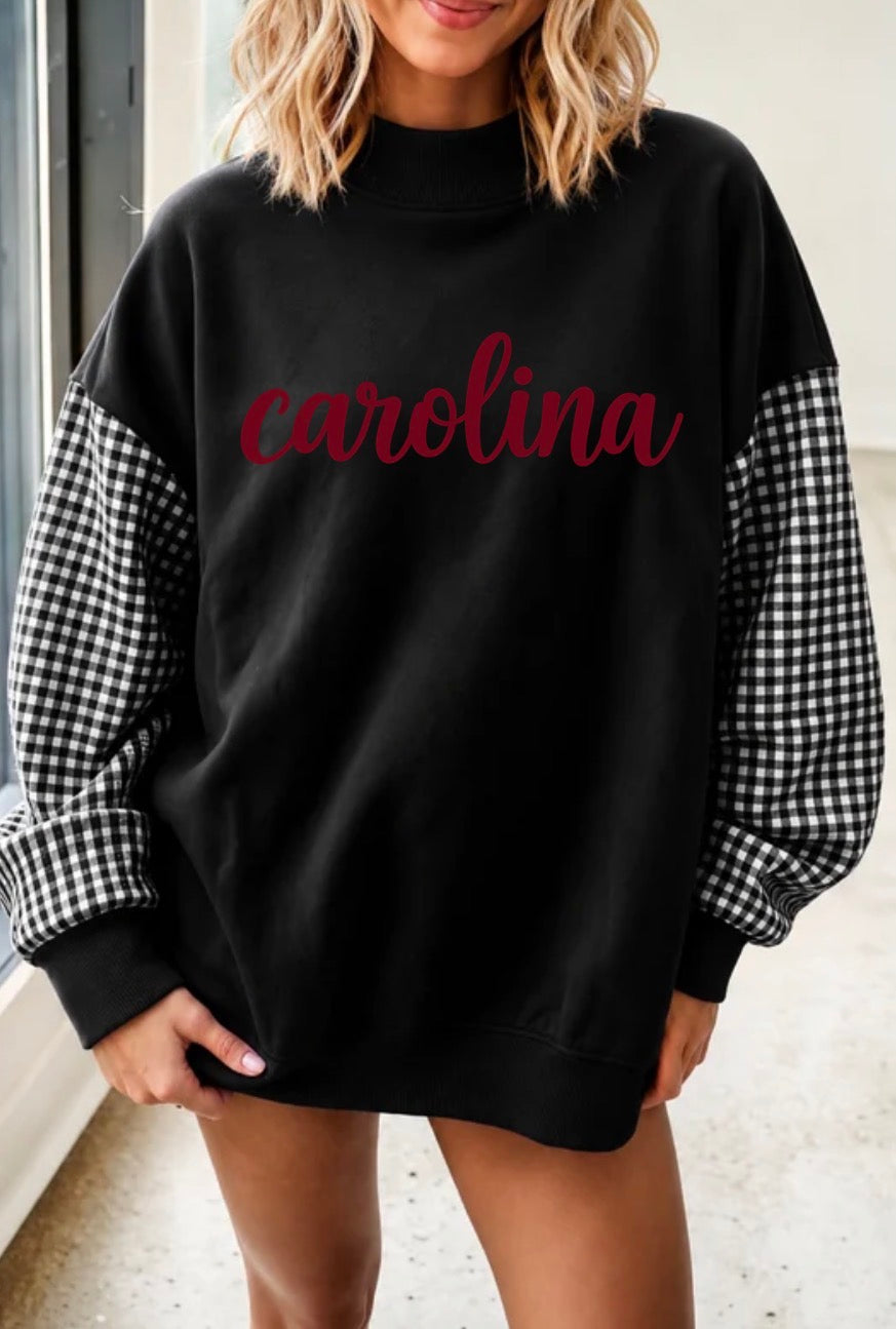 Carolina- Gingham Crewneck Sweatshirt