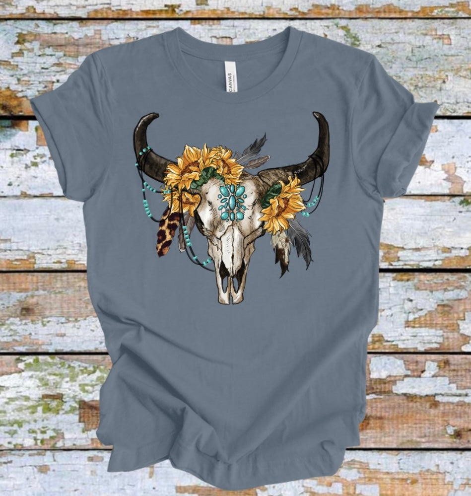 Boho Cow Skull Tee {Bella Canvas}