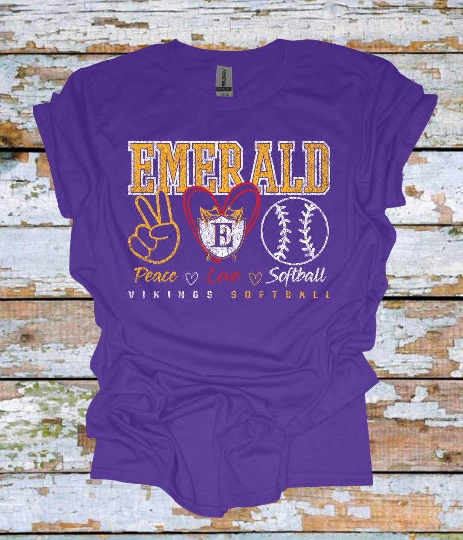 Emerald- Peace, Love, Softball