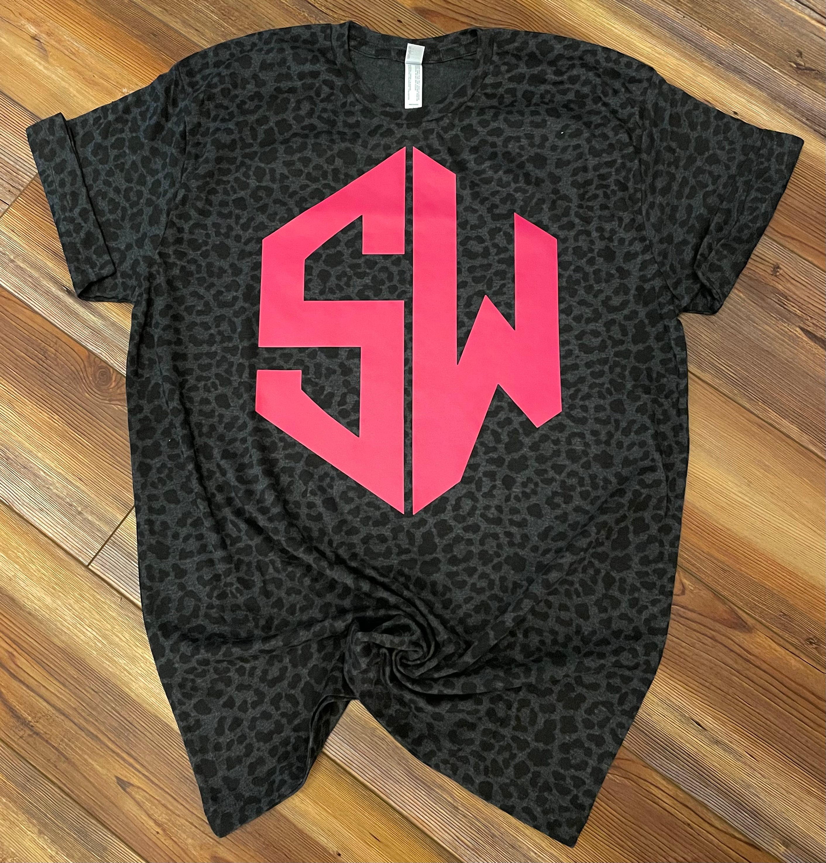 Monogram- Black Leopard & Pink