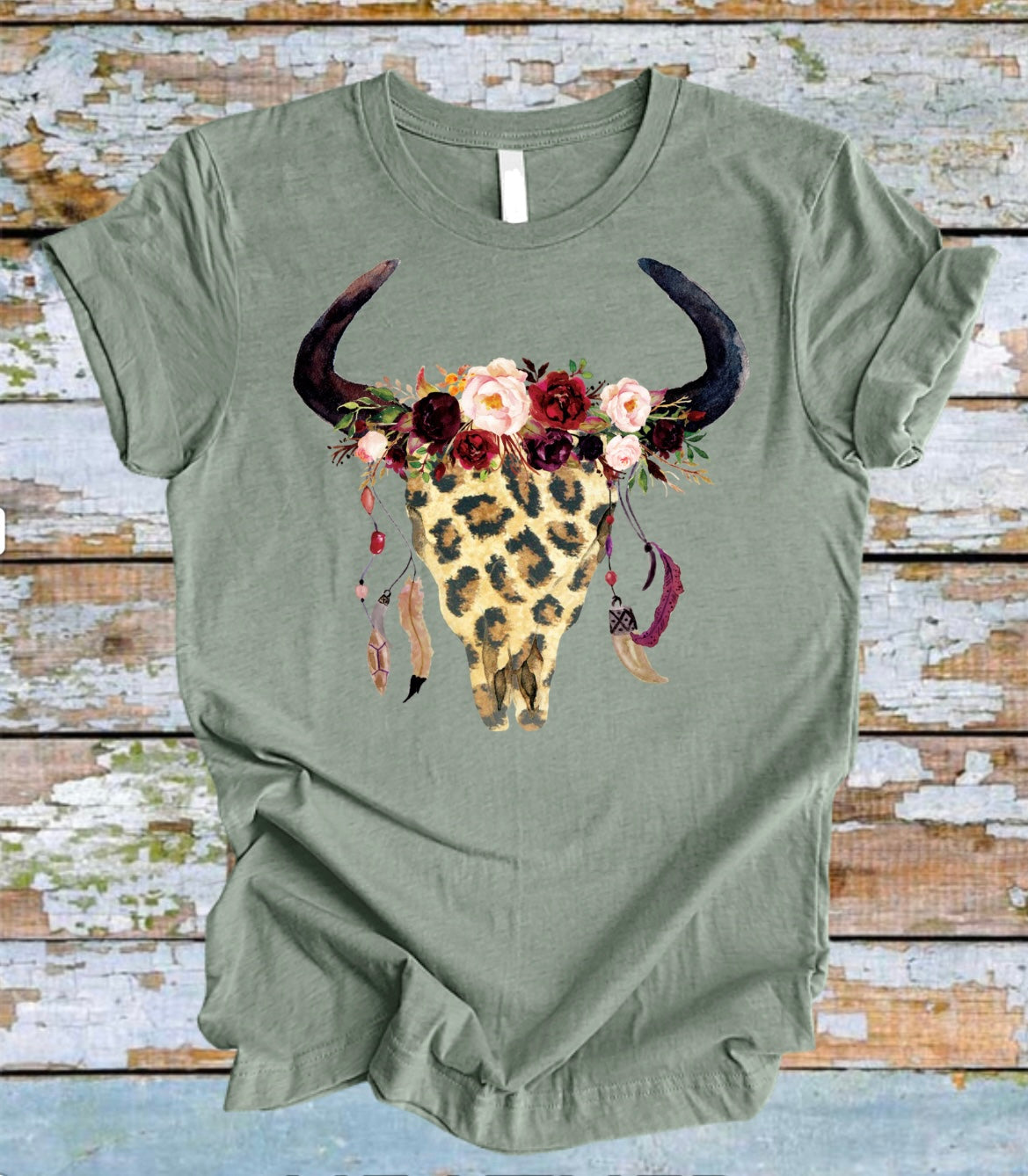 Leopard Cow Skull Tee